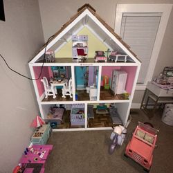 American Girl Dollhouse And Doll Lot 