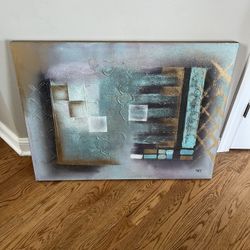 For sale is are hand painted abstract mixed media in great condition.  Signed MAX.  Measurements: 30" High, 40" Wide.  Comes from smoke free/pet free 