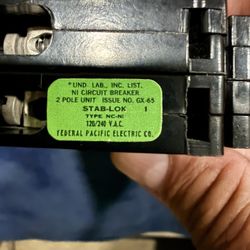 Federal Pacific Stab-Lok 2-pole 15-amp Breaker