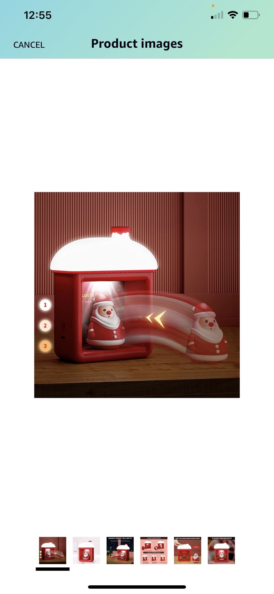 Night Lights for Kids Room, Bedside Lamp with USB Port, Light-Up House with 3D Santa Claus Doll Decoration, 3 Brightness Modes, Magnetic Switch, Recha