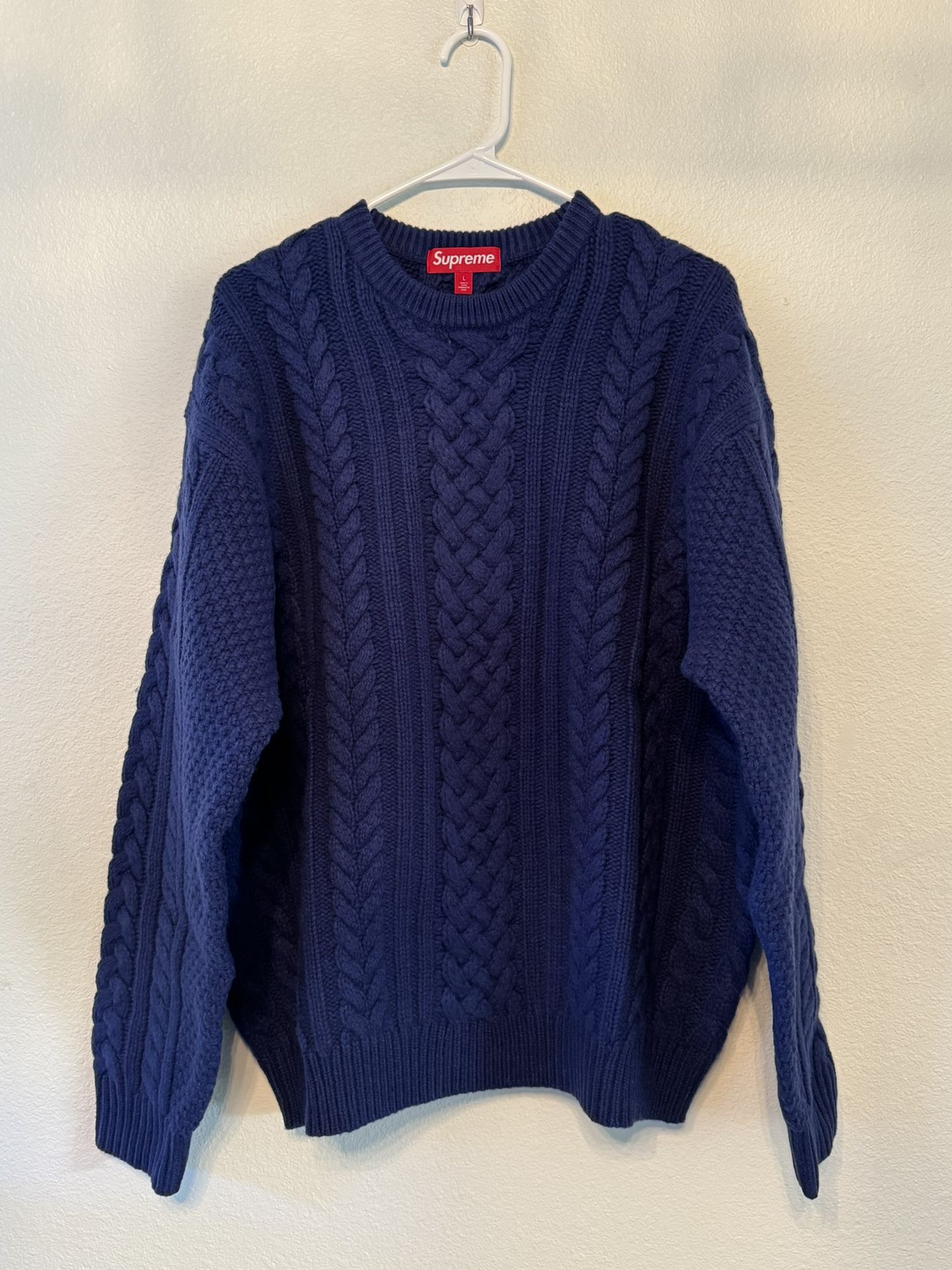 Supreme Applique Cable Knit Sweater Black Size Large FW23