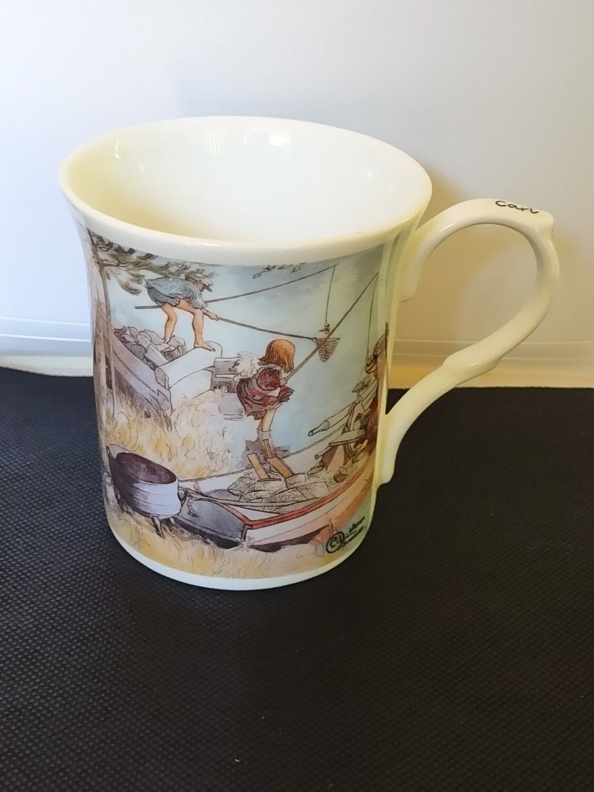 Heirloom Carl Larson Crayfishing Fine Bone China Cup