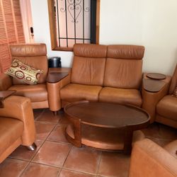 Leather Couch And Chairs   $275 Armoire $125