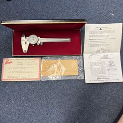 vintage Enco no. 661-04 Inside/Outside Dial Caliper 4-inch w/ case & Box.