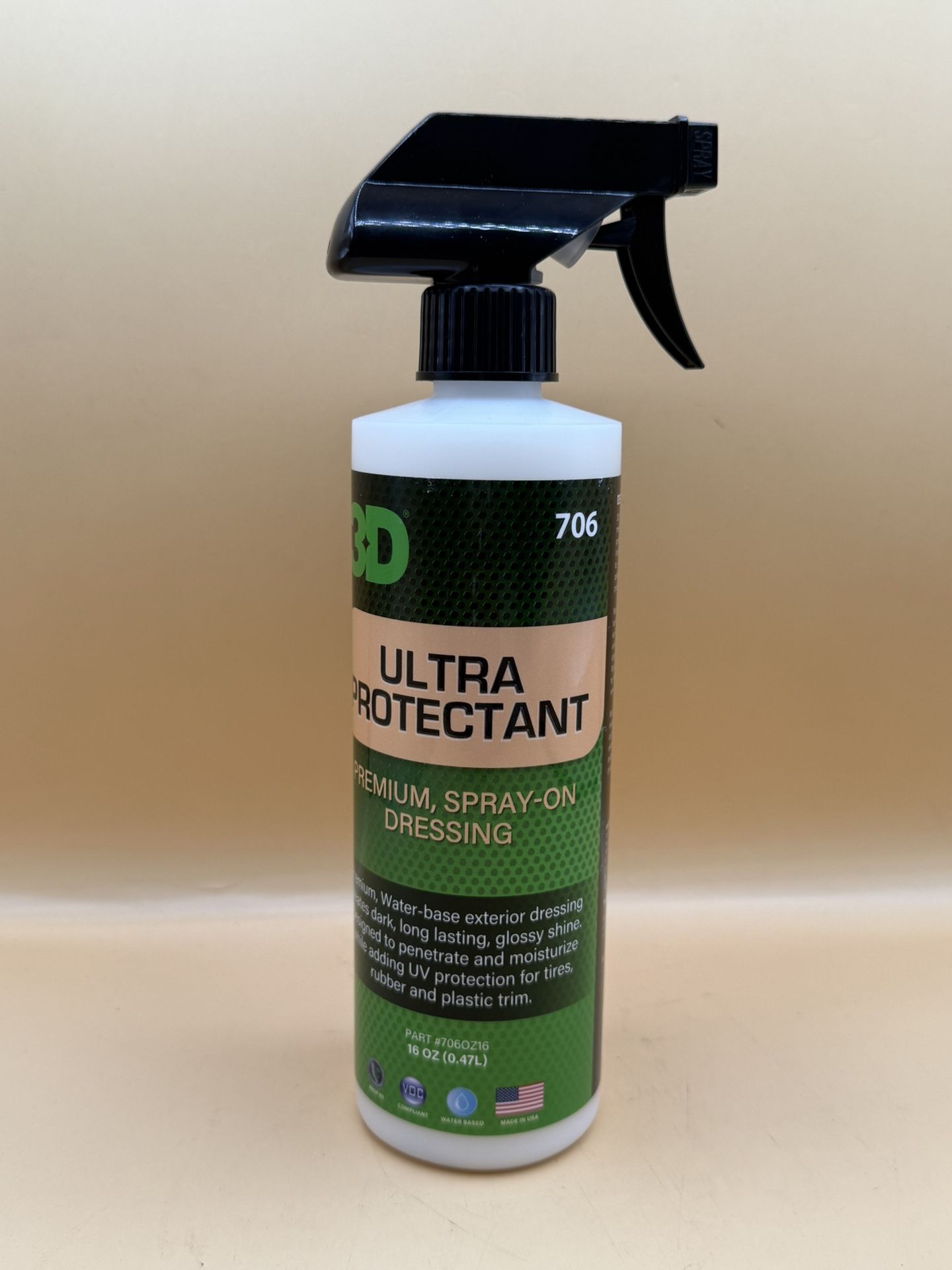 3D Ultra Protectant Tire Dressing 16oz For Car Wash, Premium Spray-On Dressing