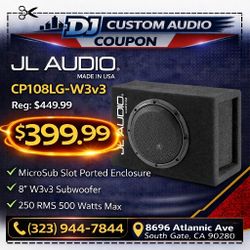 JL Audio 8W3V3 8" W3v3 Series Subwoofer With Slim Ported Box CP108LG-W3v3 🚨 Payment Options Available 🚨 No Credit Needed 🚨
