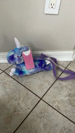 Purple Unicorn Purse Plush - Carried Away By Stepping Stones 12” Long X 9” High