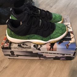 Jordan 11s Green Snakeskin