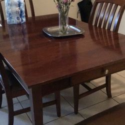 Dining table set comes with five chairs has open. Space will make a table larger have peace.