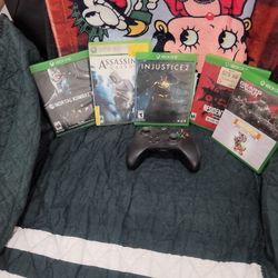 5 XBOX ONE GAMES AND ONE CONTROLER
