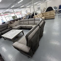 Leather Reclining Sectional 