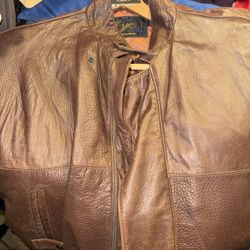 Vtg Montgomery Ward Brown cafe Racer Mob Motorcycle Leather Bomber Jacket Men 46