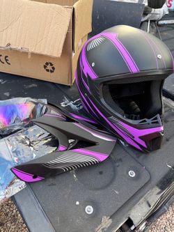 Motocross Full Face Helmet Black and Purple