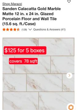 ✨️ Marazzi Sanden Calacatta Gold Marble Matte 12 in. x 24 in. Glazed Porcelain Floor and Wall Tile (15.6 sq. ft./Case #0513