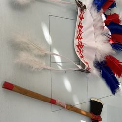 Indian Head Dress and Tomahawk