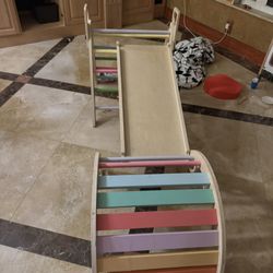 Toddler Compact Climbing Toy Slide Wood