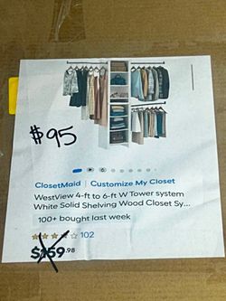 Wood Tower Closet Organizer 4ft - 6ft