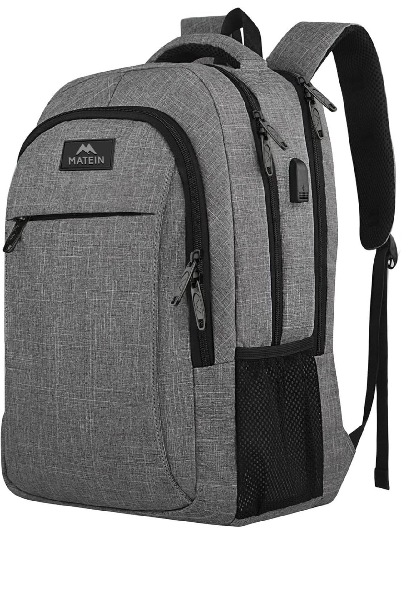 MATEIN Travel Laptop Backpack, Business Anti Theft Slim Sturdy Laptops Backpack with USB Charging Port, Water Resistant College School Computer Bag Gi