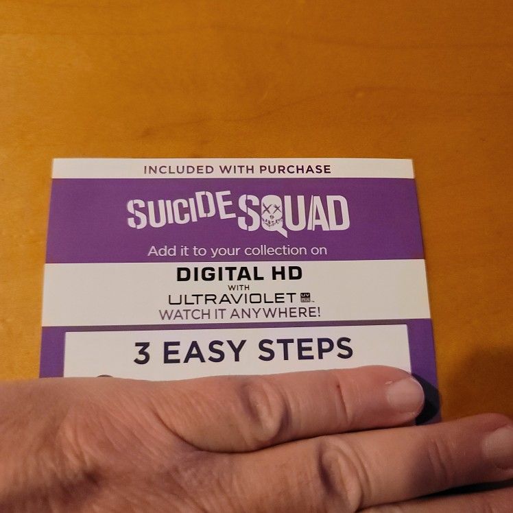 $4 DIGITAL MOVIE SUICIDE SQUAD $4.00 OR TRADE FOR A MOVIE TITLE I DO NOT ALREADY OWN.