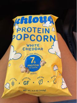 Khloud Protein Popcorn - White Cheddar - 7g Protein Snacks for Adults & Kids - Flavored Popcorn Made with Real Ingredients & Milk Protein Isolate - No