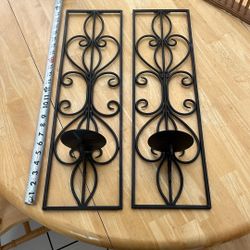 24” long metal wall mount candle holders 