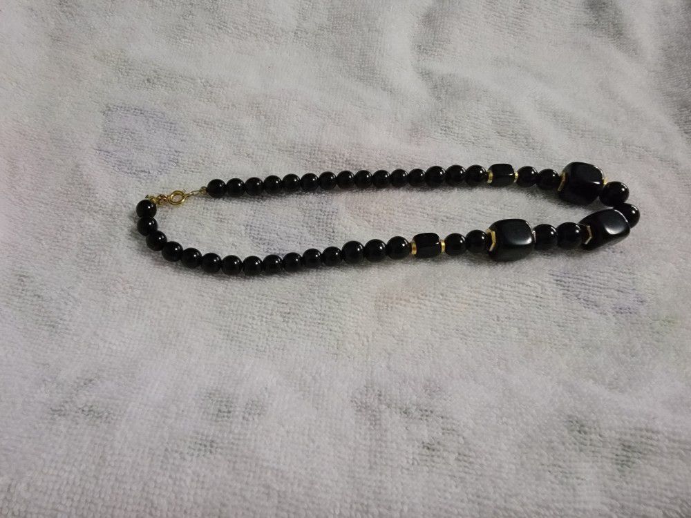 Vintage Trifari Black And Gold Choker Necklace