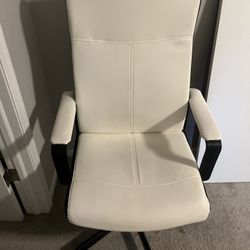 IKEA White Leather Desk Chair.