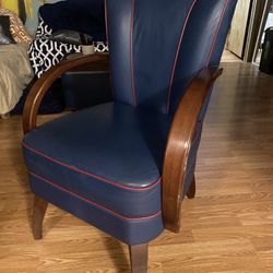 Blue Leather Chair Set 