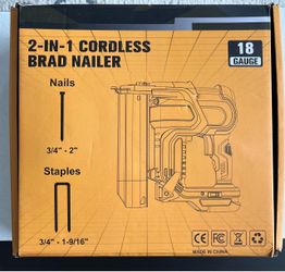 2-in-1 Cordless Brad Nailer 18 Gauge