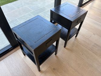 Pair of Black Lombok Wood Nightstands with Drawer