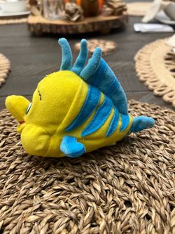 Disney's Vintage The Little Mermaid Flounder Beanie Pal Key Chain