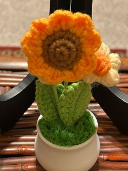 Miniature Handmade Crochet Potted Sunflower