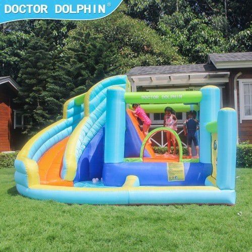 Water Bounce House Inflatable Water Slide Park for Kids Backyard Summer Outdoor Fun with Water Gun Climbing Wall Splash Pool