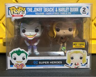 Funko Pop! Heroes DC Super Heroes The Joker [Beach] & Harley Quinn 2-Pack Hot Topic Exclusive