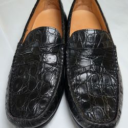 Zelli Genuine Crocodile Leather Handmade Men's Loafers Black Handmade in Italy