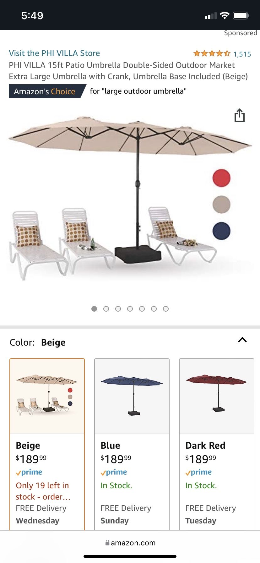 Beige Patio Umbrella