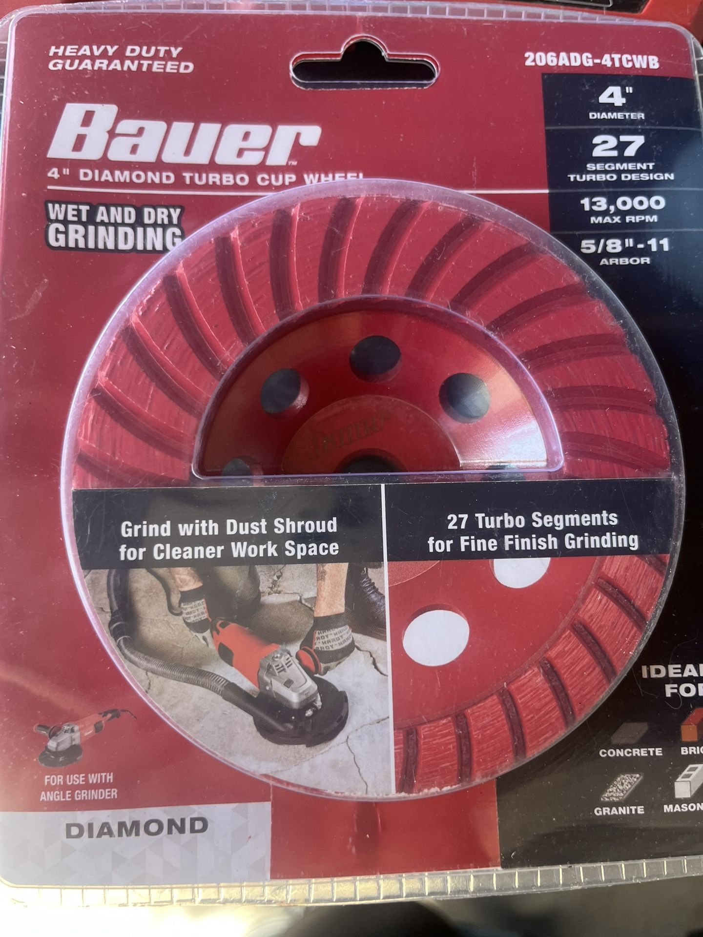 Bauer 4in Diamond Turbo Cup Wheel (Segments)