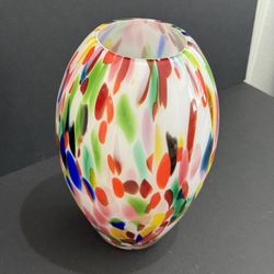 Confetti Hand Blown Style Art Glass Vase 
