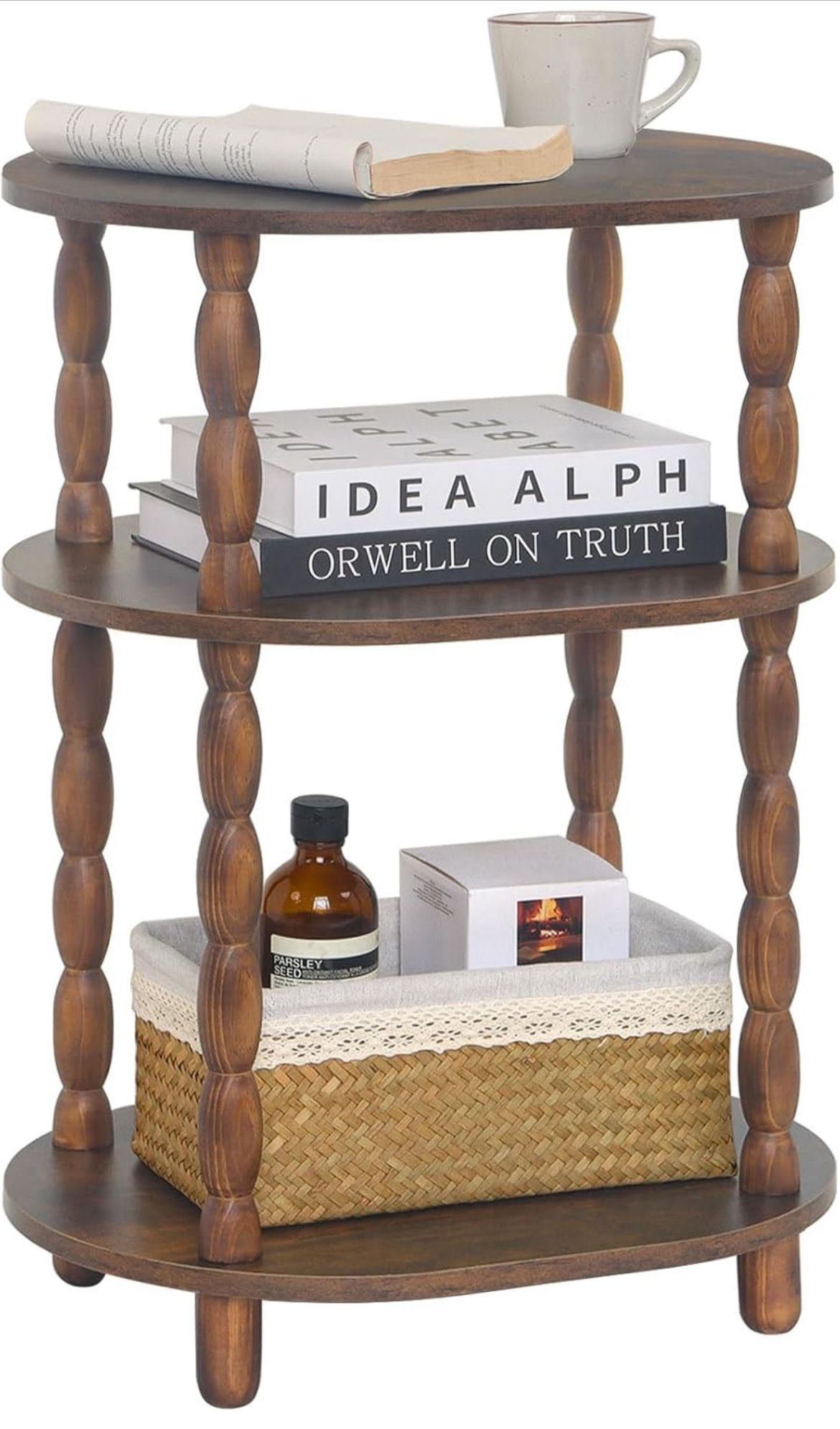 MaxSmeo Side Table, 3-Tier Small End Table Brown