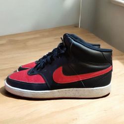 Nike Court Vision Mid Bred Sneakers Shoes Black Red Size 13 