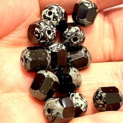 Lot Of 22 Black Glass Beads