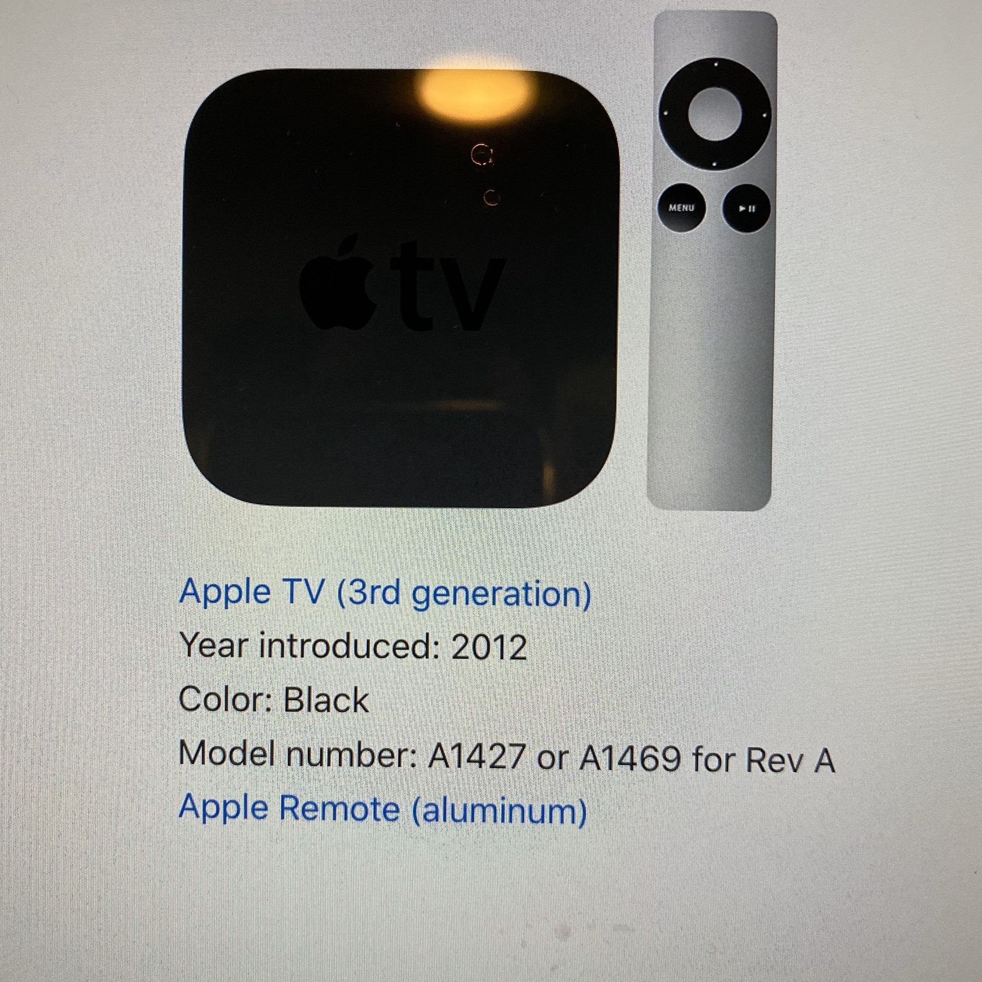 Apple 3rd generation TV HDMI comes with cable