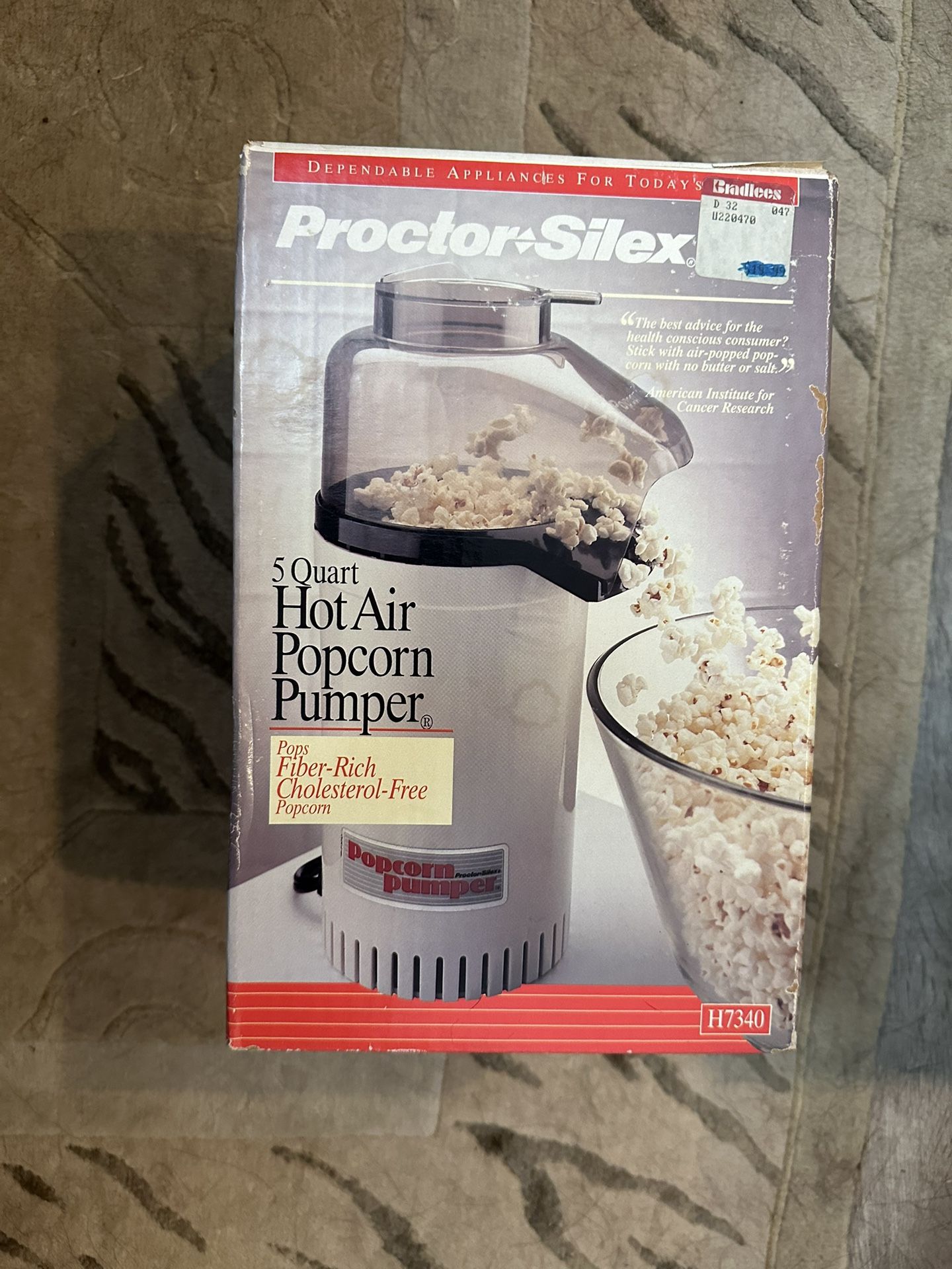 Proctor Silex 5 Quart Hot Air Popcorn Pumper Popper H7340 Made in USA BRAND NEW