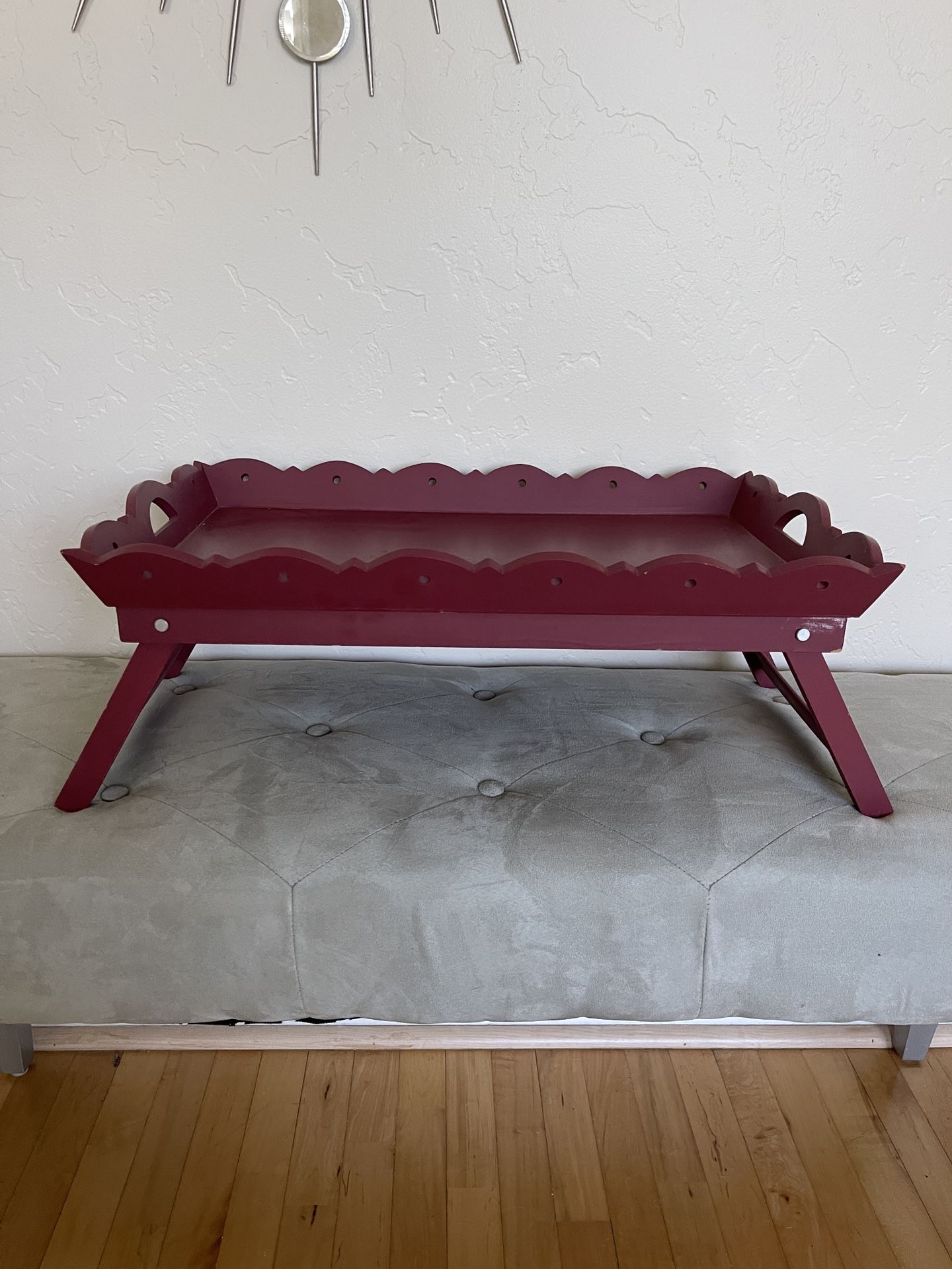 Vintage Folding Red Wood Lap/Bed/Tray Table/Desk