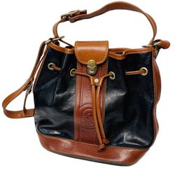Vintage Marino Orlandi Italian two-toned leather bucket bag