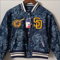 Women's size M San Diego Padres Pro Standard Blue Denim Cropped Floral Jacket