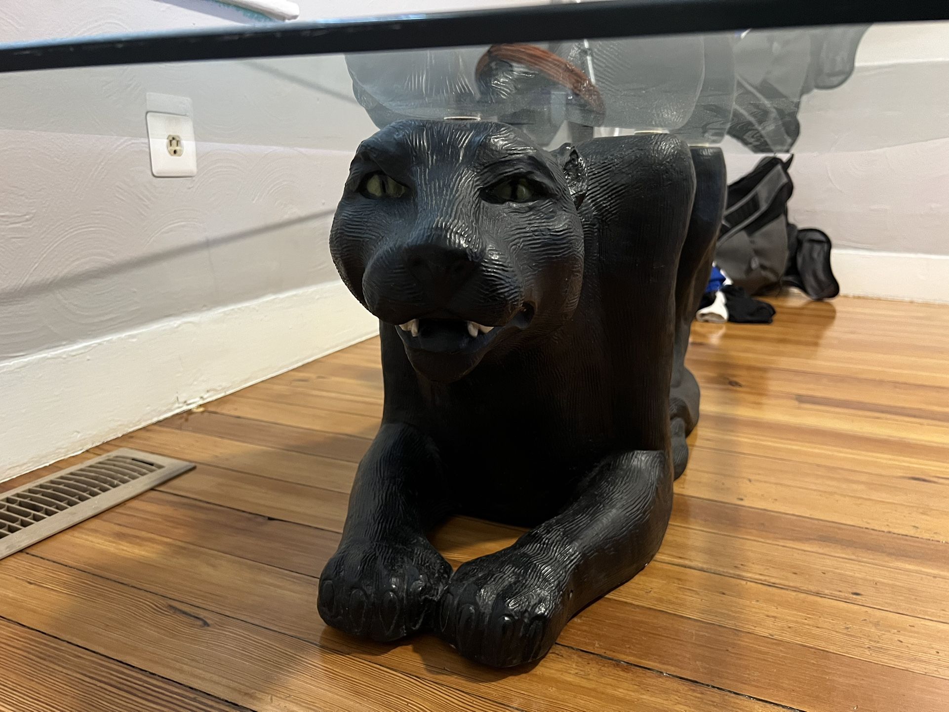 Vintage 80s Black Panther Coffee Table
