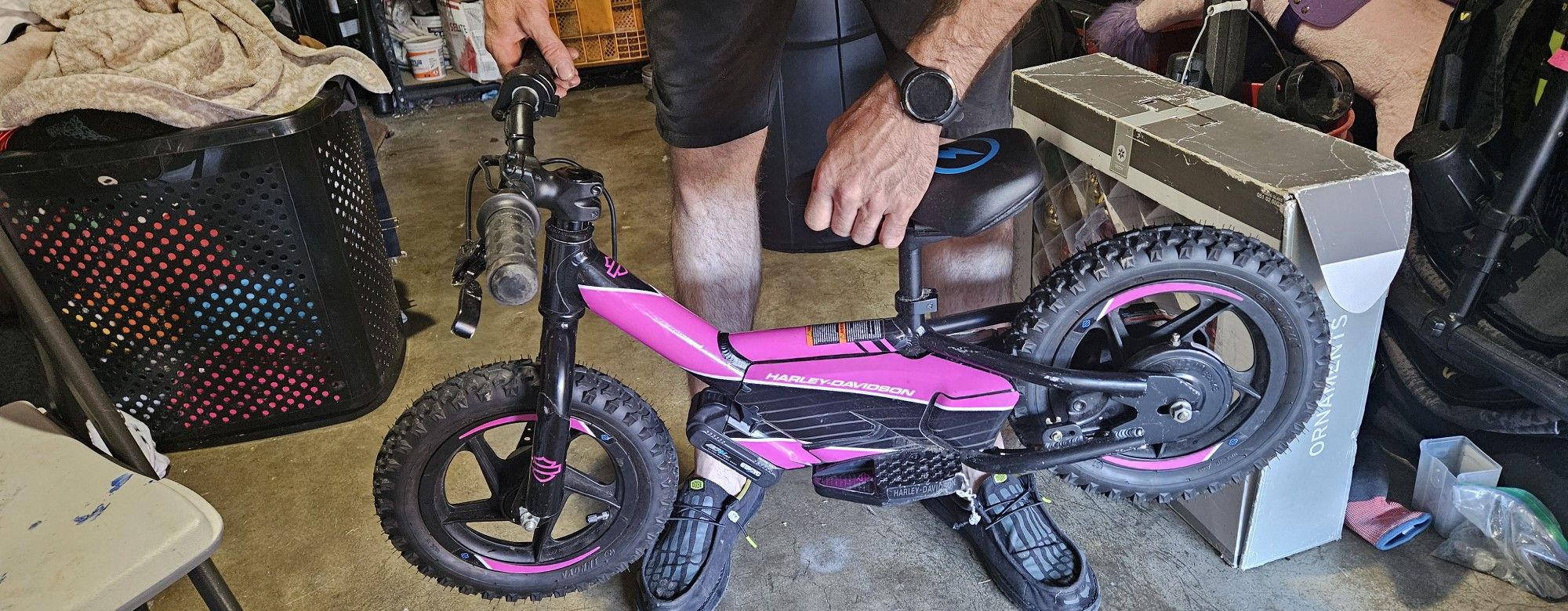 Stacyc 12" pink harley electric bike