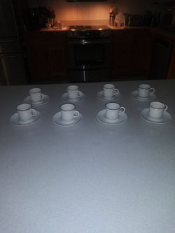 SIX ESPRESSO/CAPPUCCINO 2 OUNCE CUPS WITH SAUCERS
