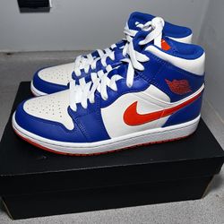 Nike Air Jordan 1 Mid in the 'Knicks' or 'Wheaties' colorway